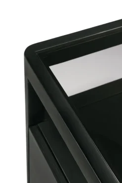 Cómoda Spindle, Roble lacado en negro, 4 cajones