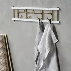 Colgador Dekorativ de 4 ganchos Maxi 4, blanco-latón