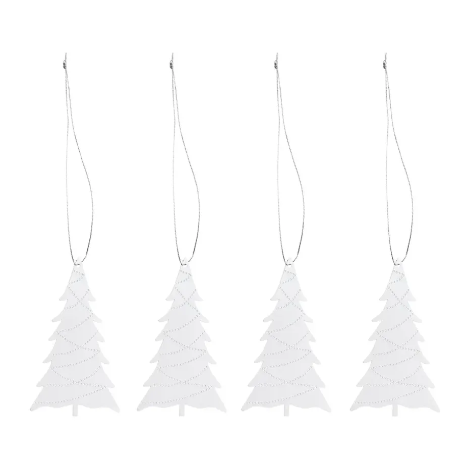 Cooee colgantes de Navidad de acero inoxidable, paquete de 4, Árbol