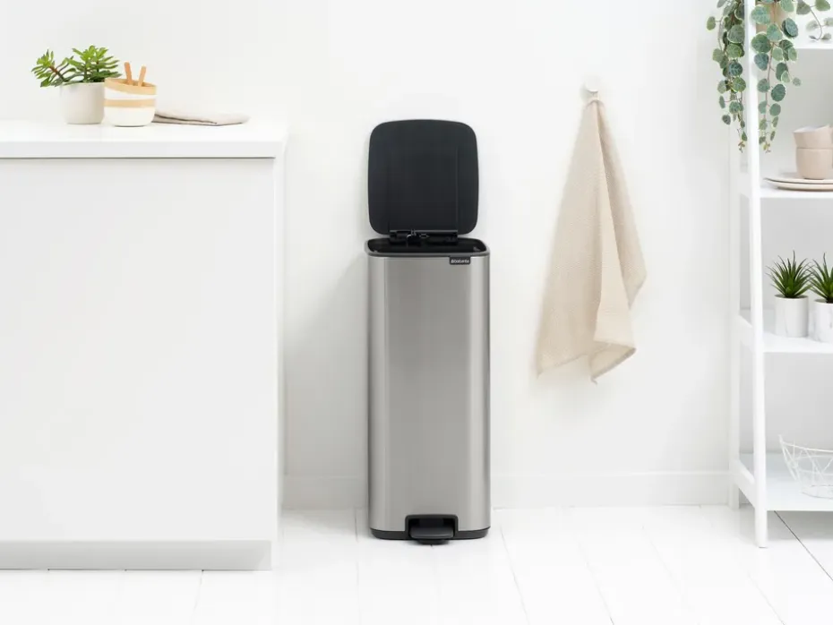 Cubo de basura con pedal Bo 30 L, Acero mate antihuellas