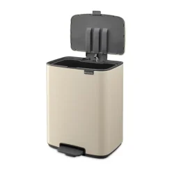 Cubo de basura con pedal Bo 12 L, Beige suave