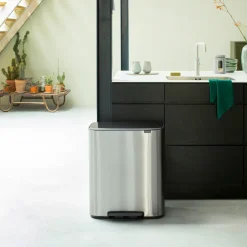 Cubo de pedal Bo 2x30 L, acero mate