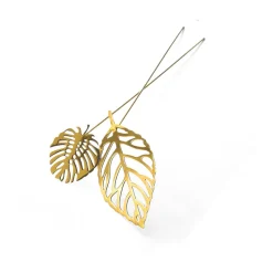 Decoración Brass leaves, set de 2, Wood