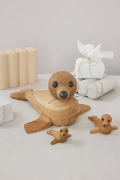 Decoración foca Anaana 17 cm, Roble