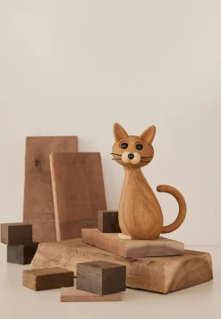 Decoración gato Brave 24 cm Ek, Roble