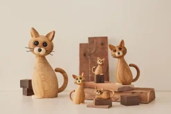 Decoración gato Brave 24 cm Ek, Roble