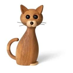 Decoración gato Lucky 42 cm, Roble-Arce
