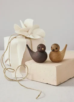 Decoración golondrina Sweeties 5,4 cm 2 piezas, Roble