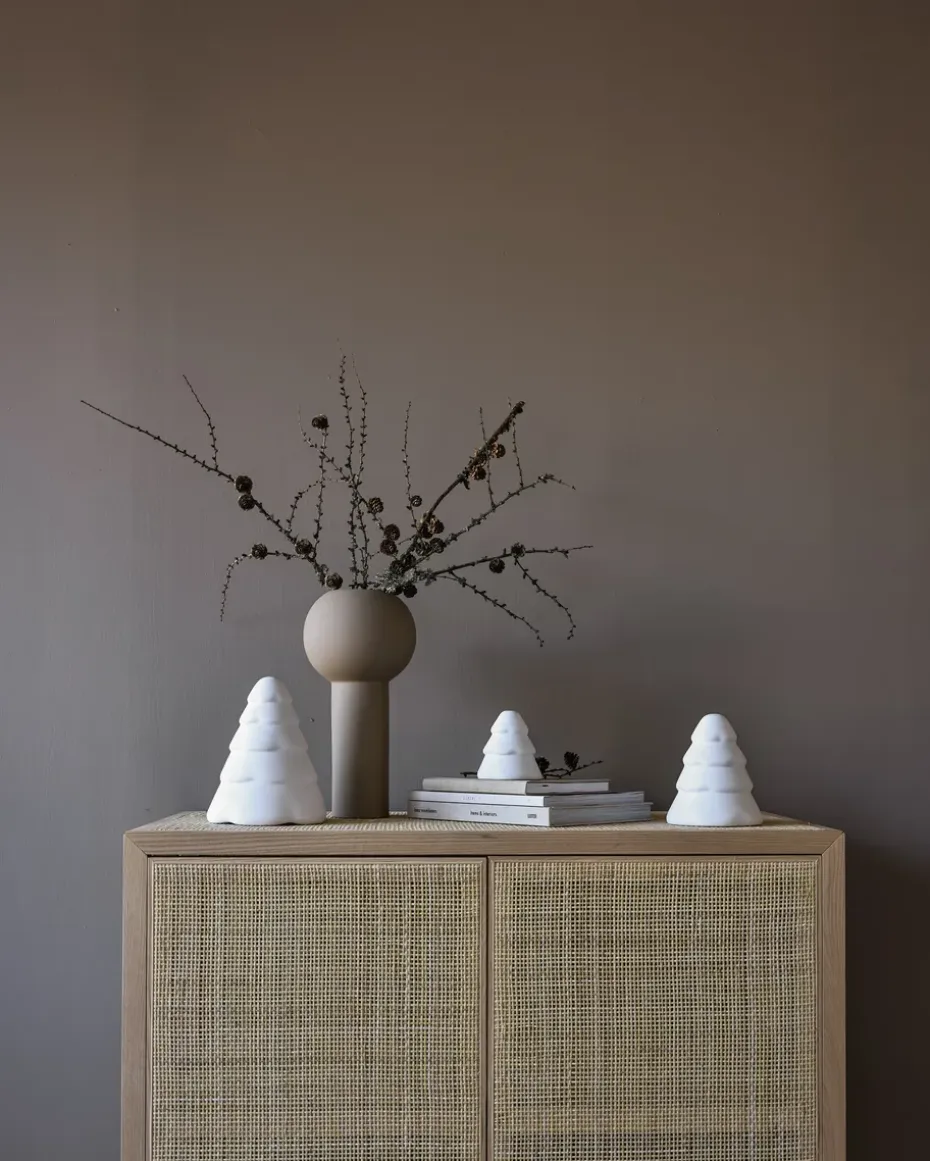 Decoración Snowy árbol de navidad 20 cm, White