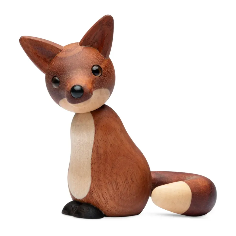 Decoración zorro Roxy 10 cm, Caoba