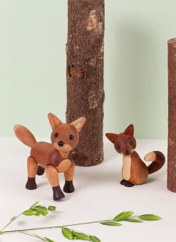 Decoración zorro Roxy 10 cm, Caoba