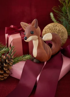 Decoración zorro Roxy 10 cm, Caoba