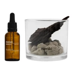 Difusor Meraki de piedra de lava y madera con aceite incluido, Amber dust, negro