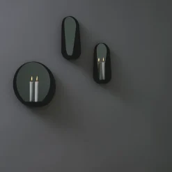 Espejo / Candelabro Glim Ø28 cm, negro