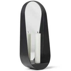 Espejo / Candelabro ovalado Glim 12x28 cm, negro