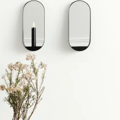 Espejo / Candelabro ovalado Glim 12x28 cm, negro