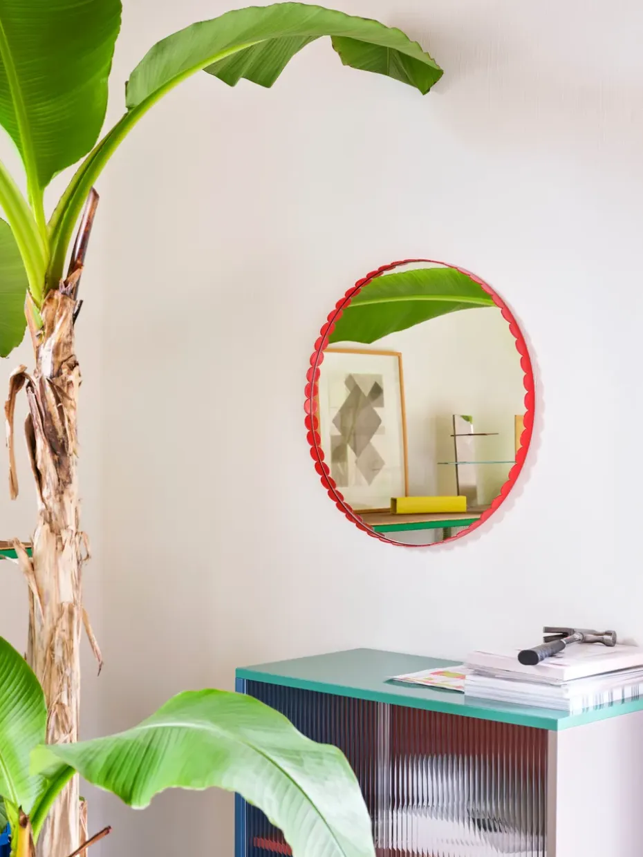 Espejo Arcs Mirror Ø60 cm, Red