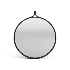 Espejo Comma redondo Ø52 cm, Fresno teñido de negro