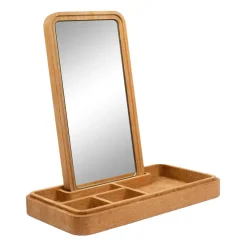 Espejo con caja de almacenamiento 32 cm, Roble