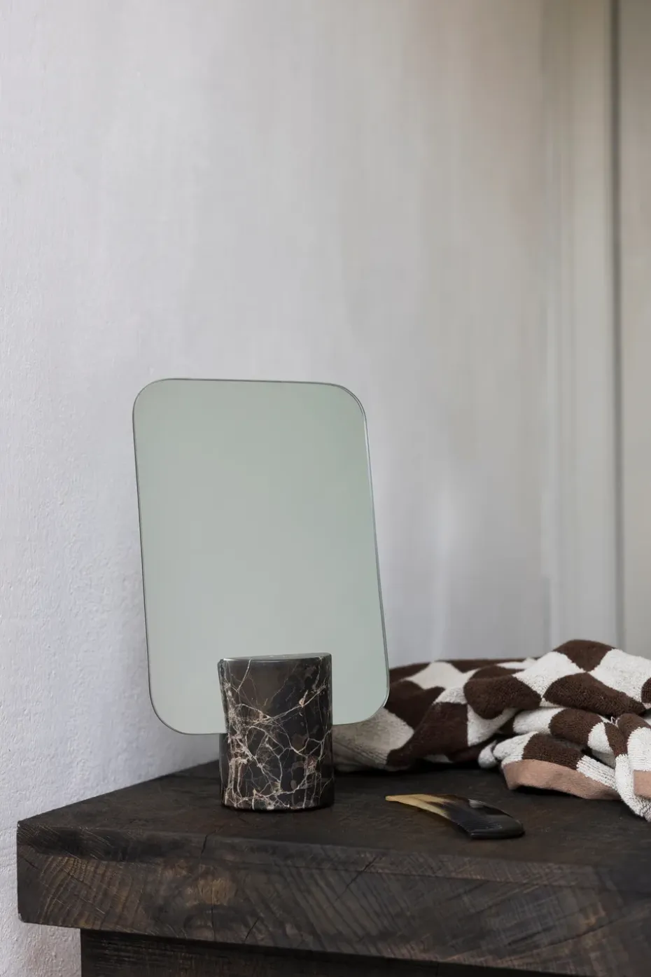 Espejo de mesa Marble, Brown, 30 cm