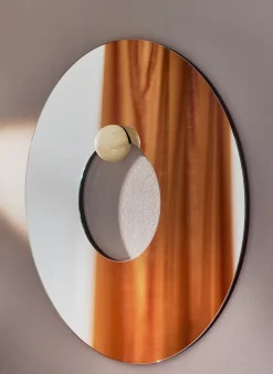 Espejo de pared Castellum Ø80 cm, Travertino con acabado natural