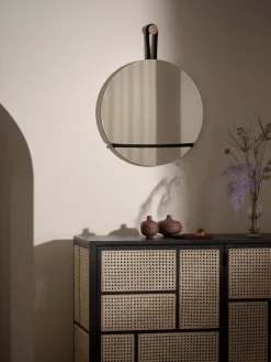 Espejo redondo Lasso, transparente-negro