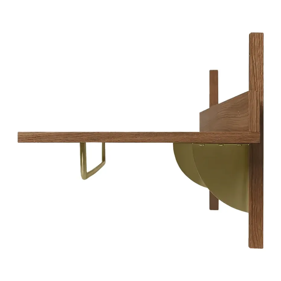 Estante con barra Sector 37 x 87 cm, Smoked Oak, brass