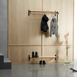 Estante sombrerero Nostalgi 291, Nogal, base de aluminio