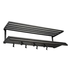 Estante sombrerero Tamburin 100 cm, roble teñido de negro-negro