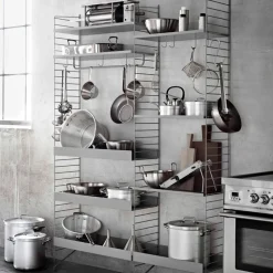 Estante String metal, Beige, 78x30 cm, borde alto