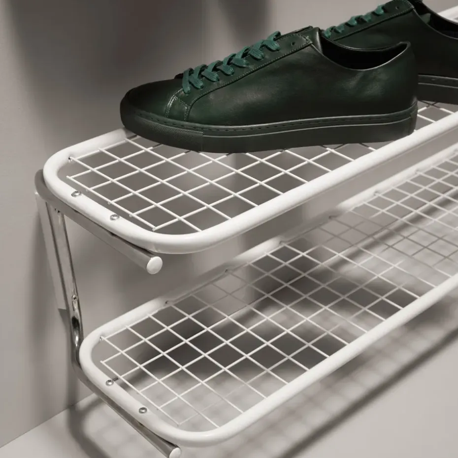 Estante zapatero Classic 650, Blanco/cromo, 2 niveles, 50 cm