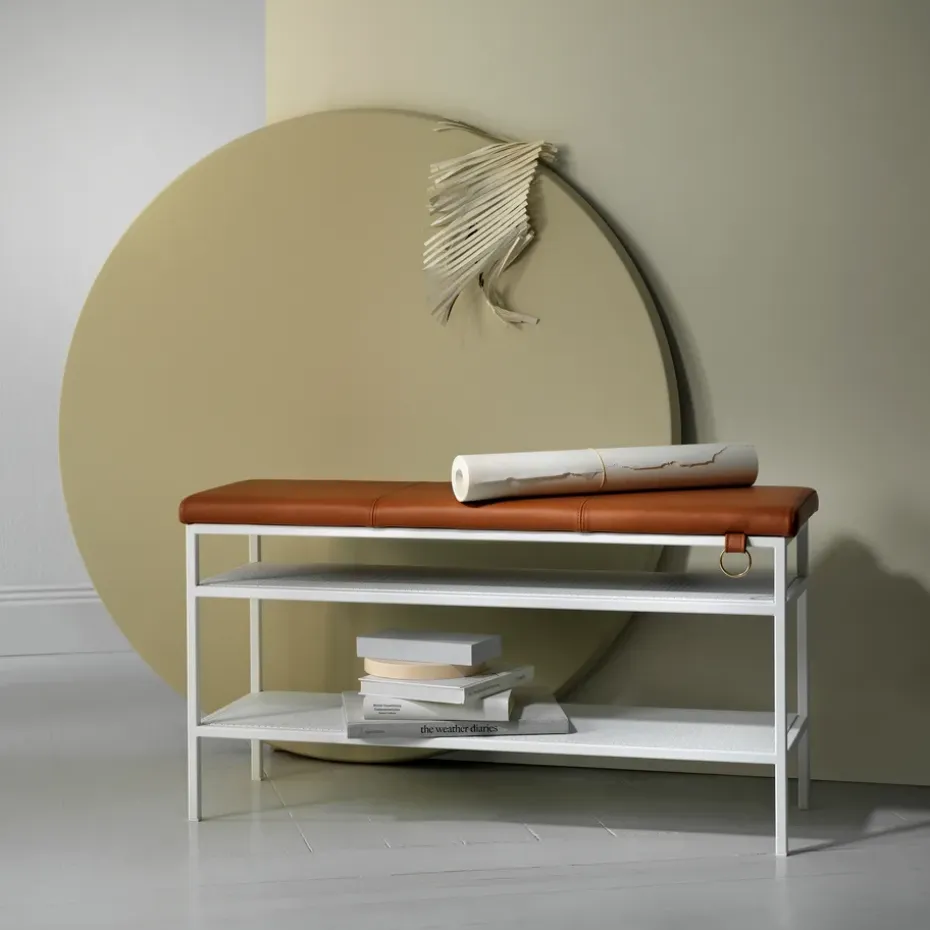 Estante zapatero Nancy, blanco-coñac