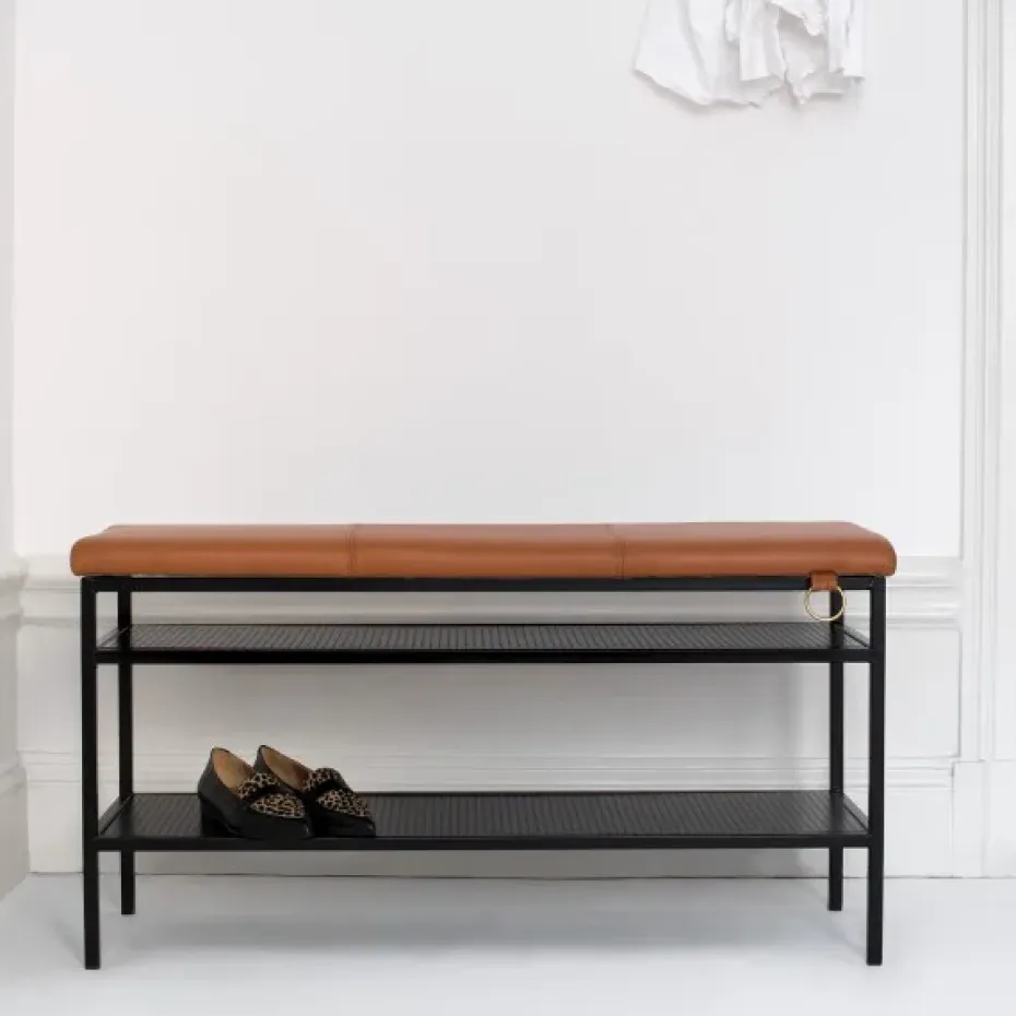 Estante zapatero Nancy, negro-coñac