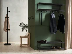 Estante zapatero Tamburin 100 cm, roble teñido de negro-negro