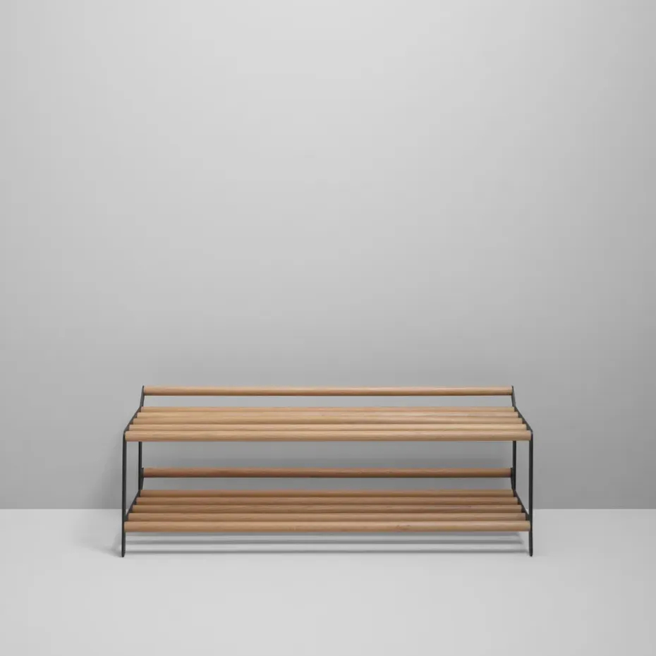 Estante zapatero Tamburin 100 cm, Roble-negro