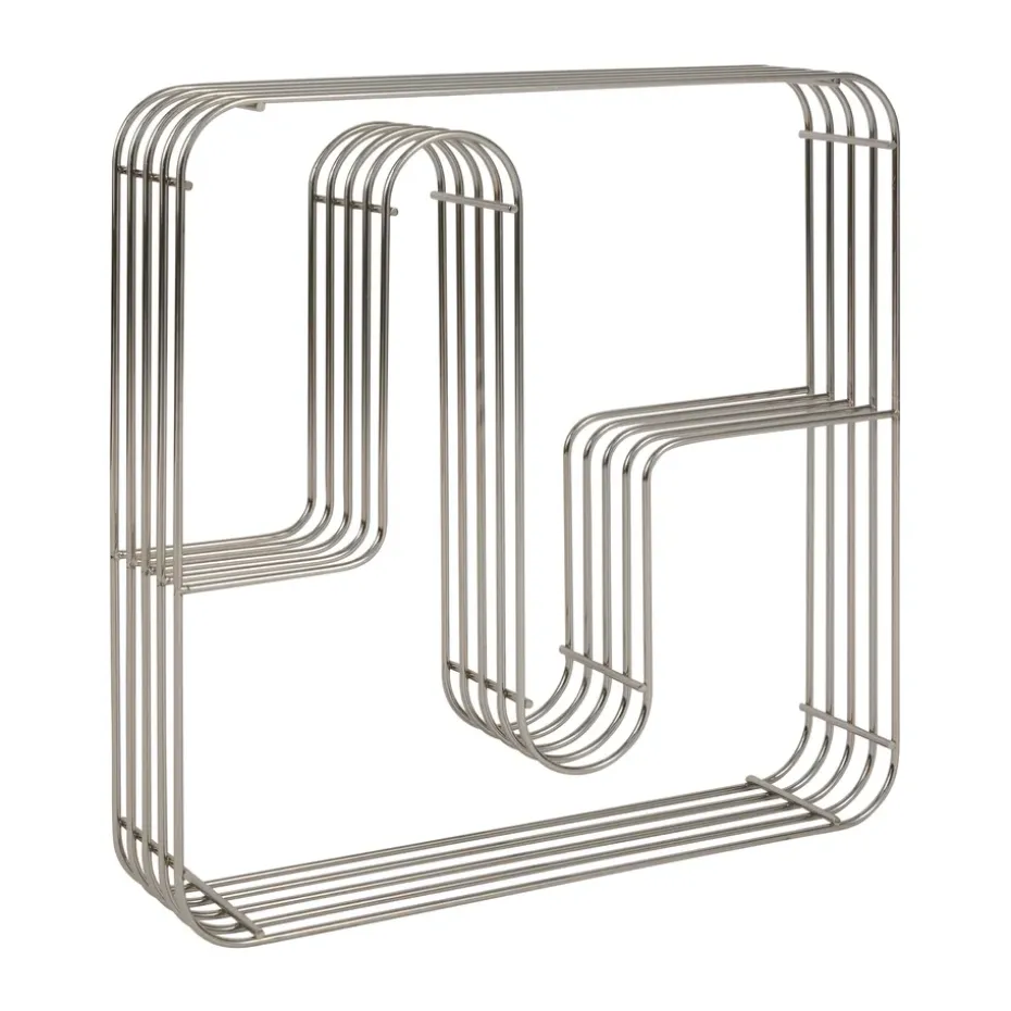 Estantería de pared cuadrado Curva, Plata