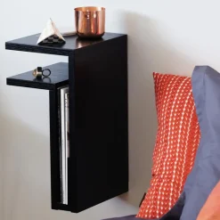 Estantería de pared F-shelf, negro, estante a la izquierda