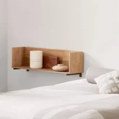 Estantería de pared Stack, Oak, soportes en nogal aceitado oscuro