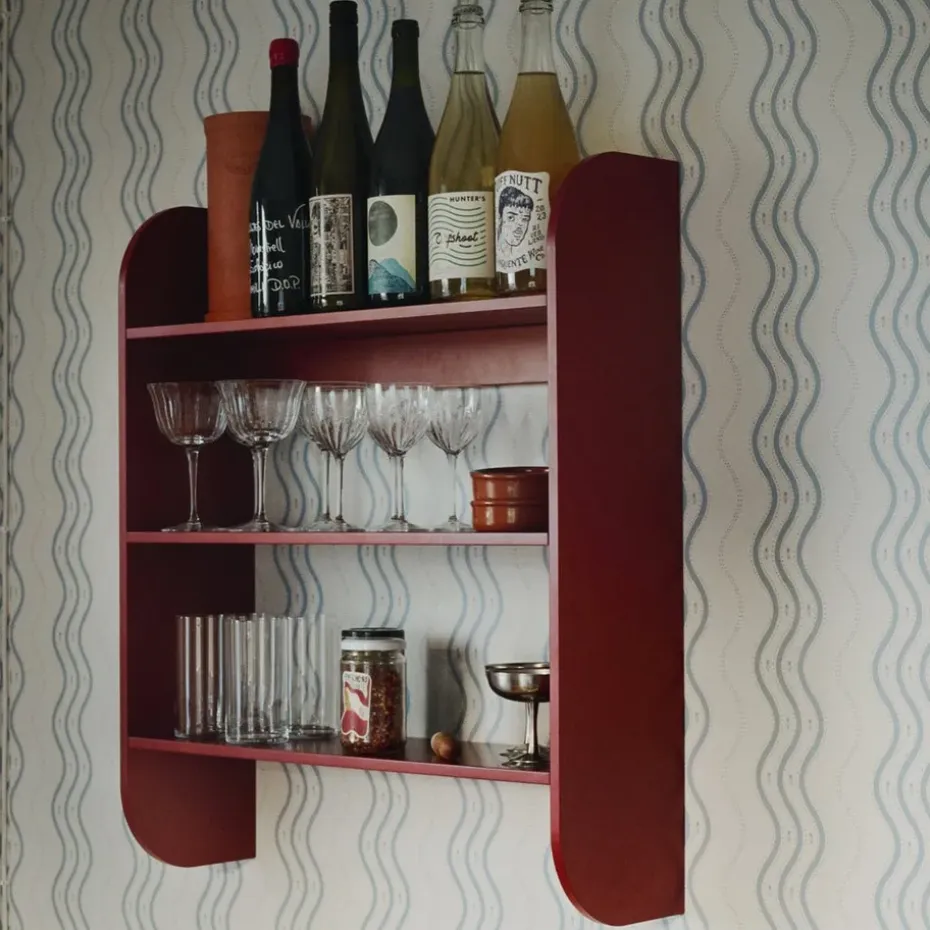 Estantería de pared Strapats 62x73,6 cm, Burgundy