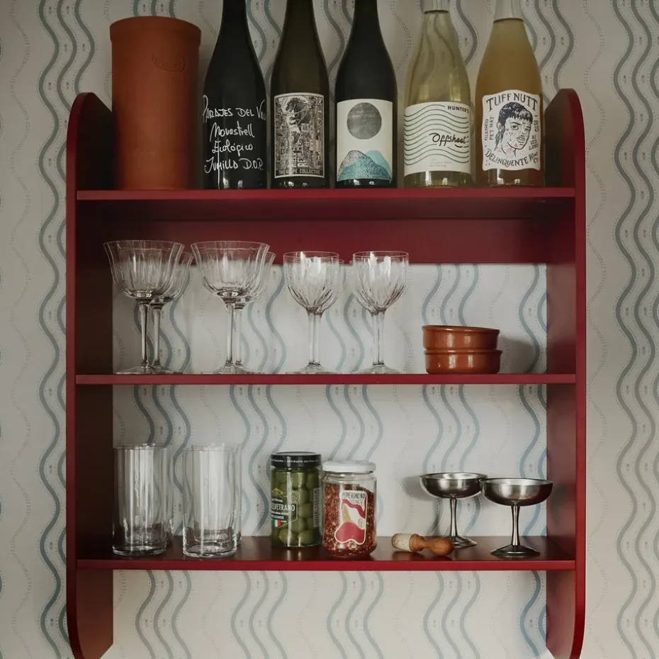 Estantería de pared Strapats 62x73,6 cm, Burgundy