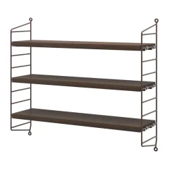 Estantería de pared String Pocket, Roble oscuro–marrón oscuro