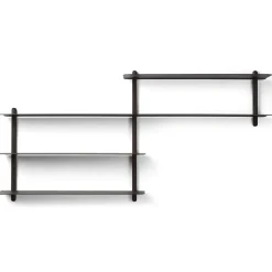 Estantería Nivo B, fresno teñido de negro-negro