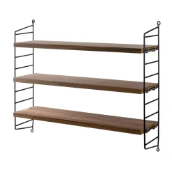 Estantería String Pocket, nogal-negro, nogal-negro