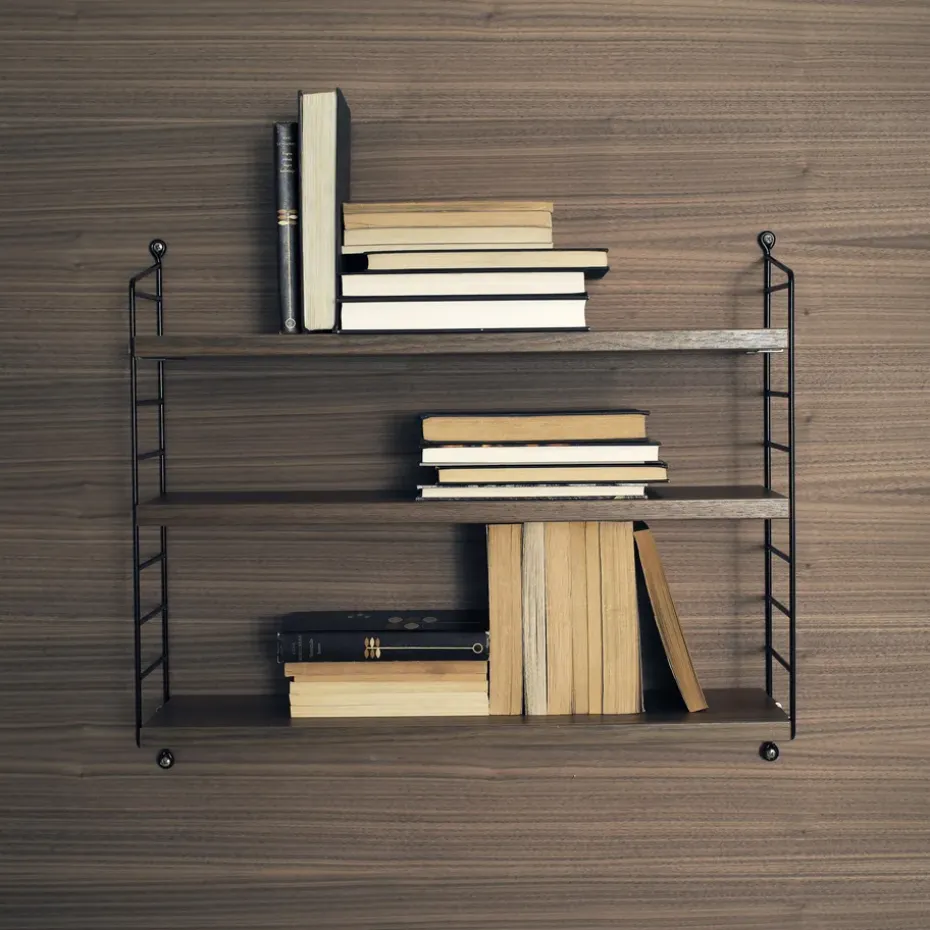 Estantería String Pocket, nogal-negro, nogal-negro