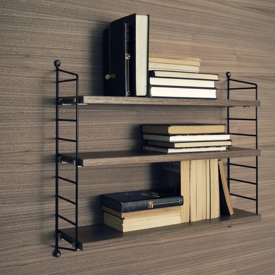 Estantería String Pocket, nogal-negro, nogal-negro