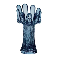 Farolillo circular de vidrio Solros 18 cm, Azul