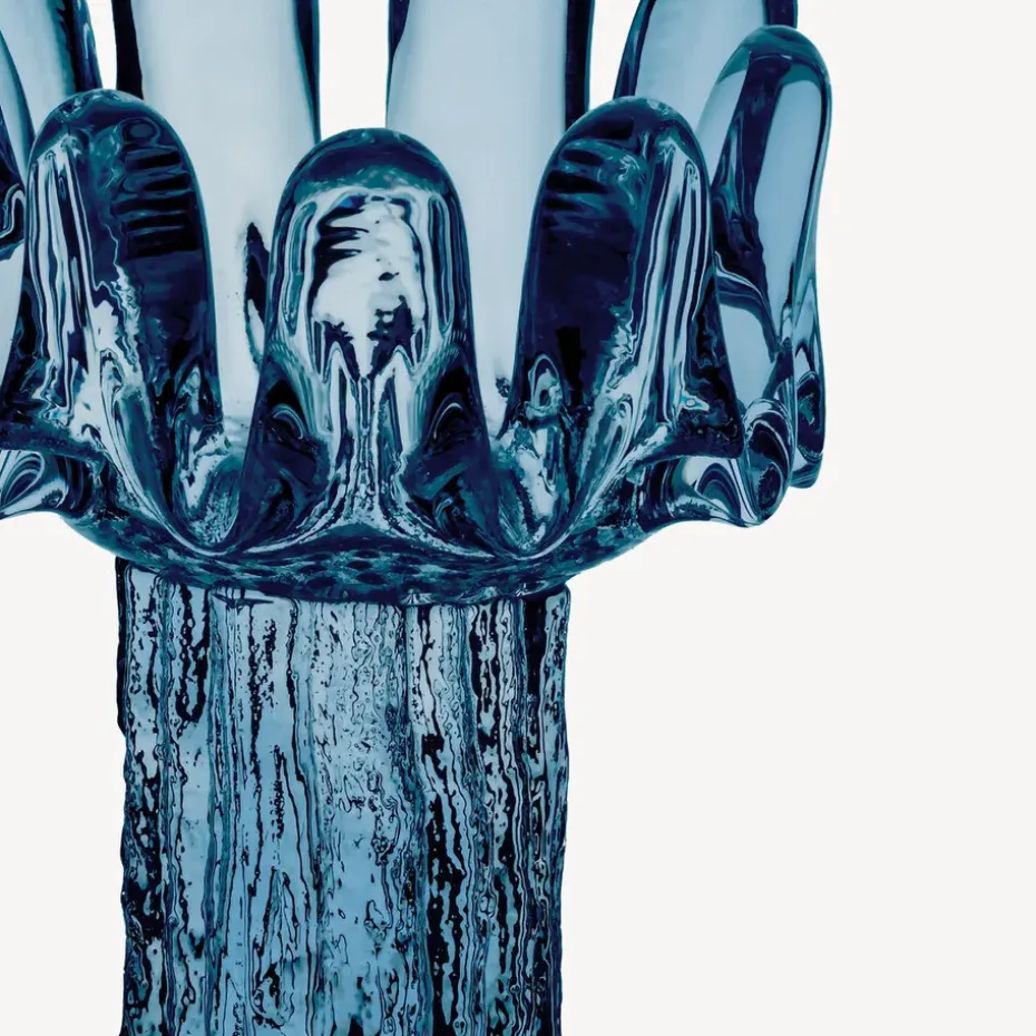 Farolillo circular de vidrio Solros 18 cm, Azul