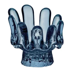 Farolillo circular de vidrio Solros de 9,2 cm, Azul