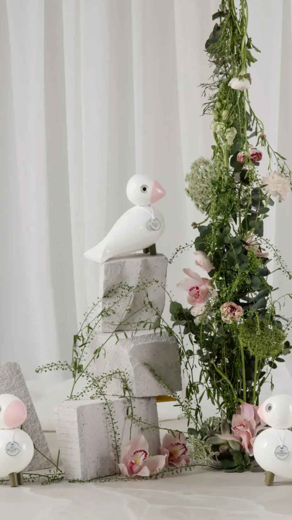 Figura Kay Bojesen pájaro cantor Love, Blanco-rosa