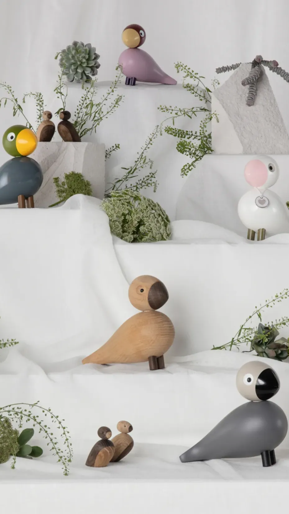 Figura Kay Bojesen pájaro cantor Love, Blanco-rosa